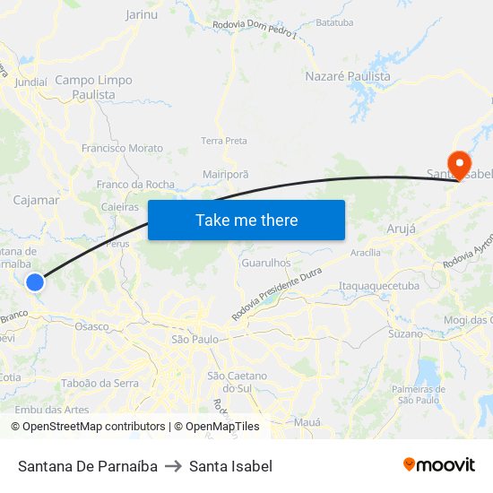 Santana De Parnaíba to Santa Isabel map