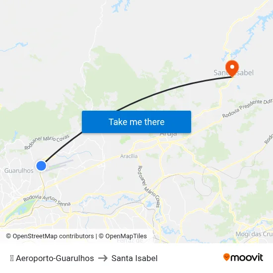 ✈️ Aeroporto-Guarulhos to Santa Isabel map