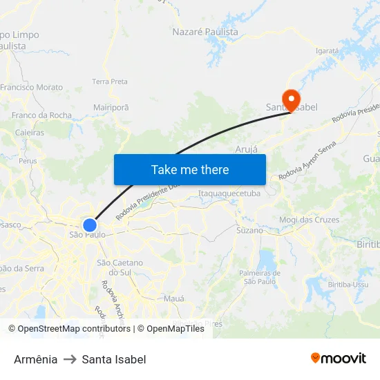 Armênia to Santa Isabel map