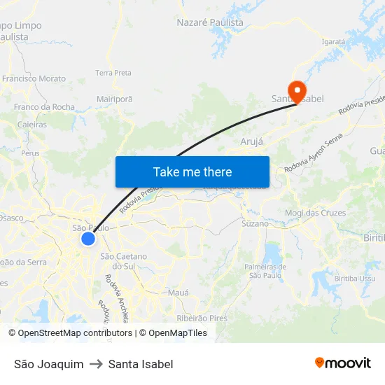 São Joaquim to Santa Isabel map