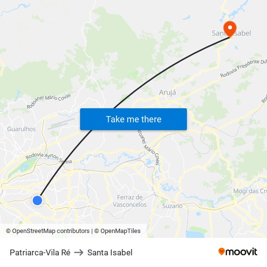 Patriarca-Vila Ré to Santa Isabel map