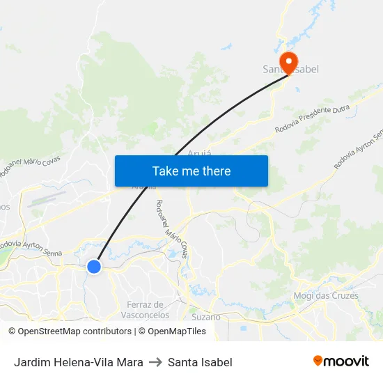 Jardim Helena-Vila Mara to Santa Isabel map