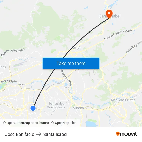 José Bonifácio to Santa Isabel map