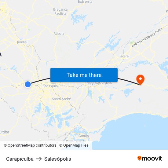 Carapicuíba to Salesópolis map