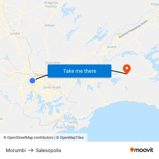 Morumbi to Salesópolis map