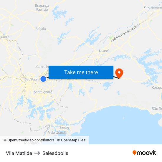 Vila Matilde to Salesópolis map