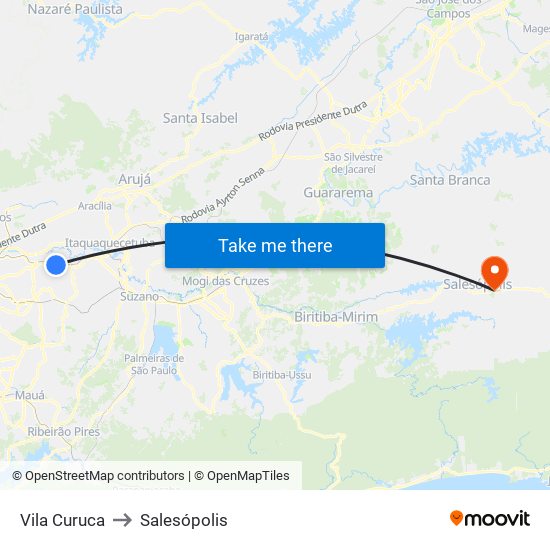 Vila Curuca to Salesópolis map