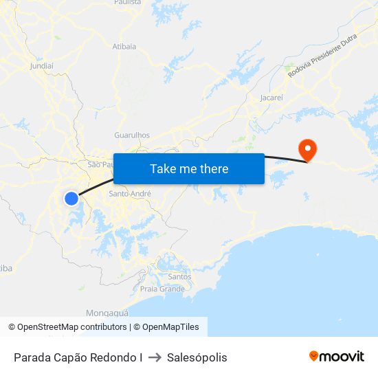 Parada Capão Redondo I to Salesópolis map