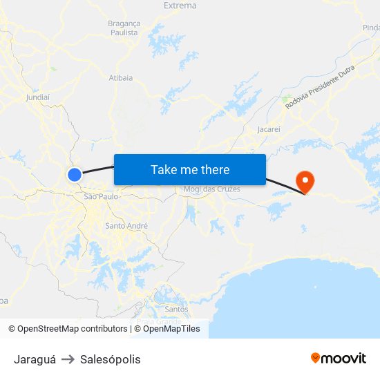 Jaraguá to Salesópolis map