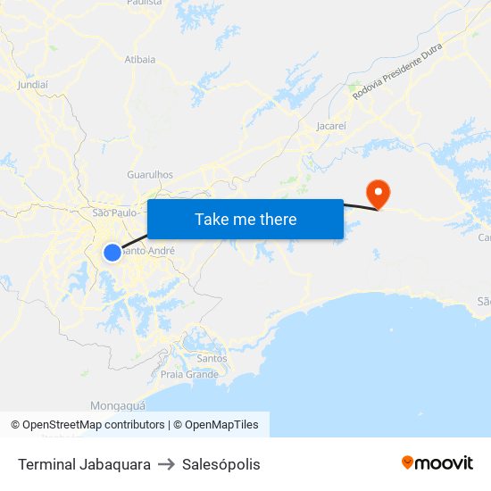 Terminal Jabaquara to Salesópolis map