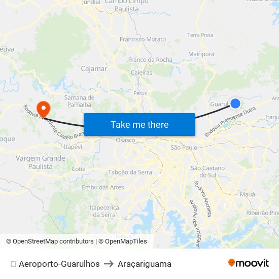 ✈️ Aeroporto-Guarulhos to Araçariguama map