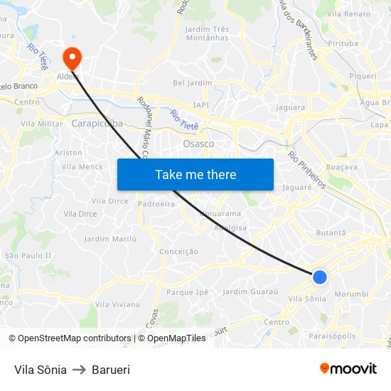 Vila Sônia to Barueri map