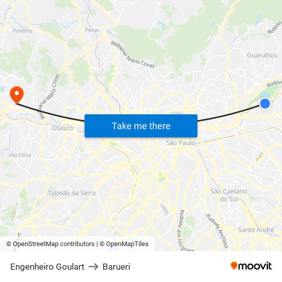Engenheiro Goulart to Barueri map