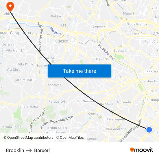 Brooklin to Barueri map