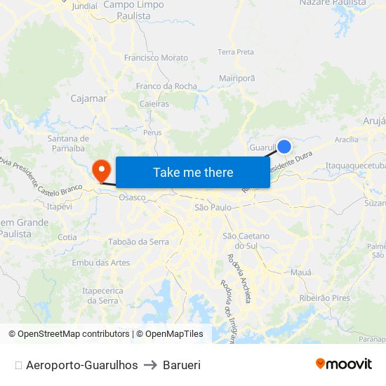 ✈️ Aeroporto-Guarulhos to Barueri map
