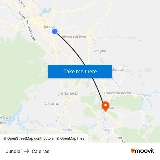 Jundiaí to Caieiras map