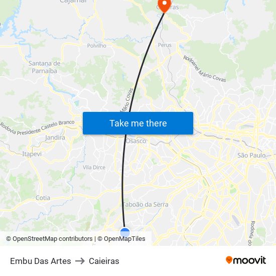 Embu Das Artes to Caieiras map