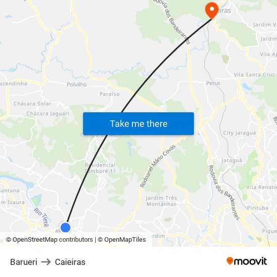 Barueri to Caieiras map