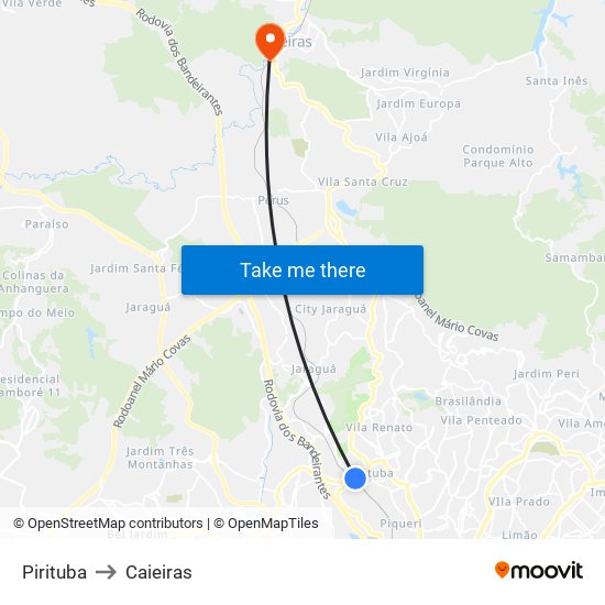 Pirituba to Caieiras map