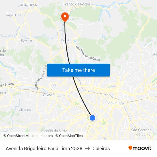 Avenida Brigadeiro Faria Lima 2528 to Caieiras map