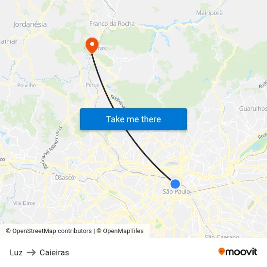 Luz to Caieiras map
