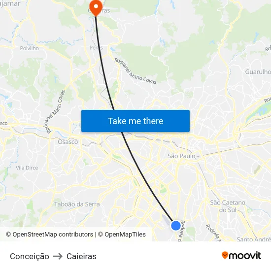 Conceição to Caieiras map