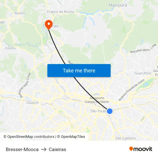 Bresser-Mooca to Caieiras map