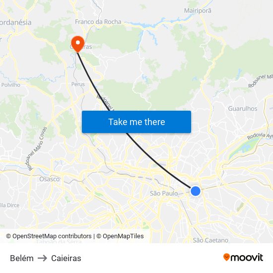 Belém to Caieiras map