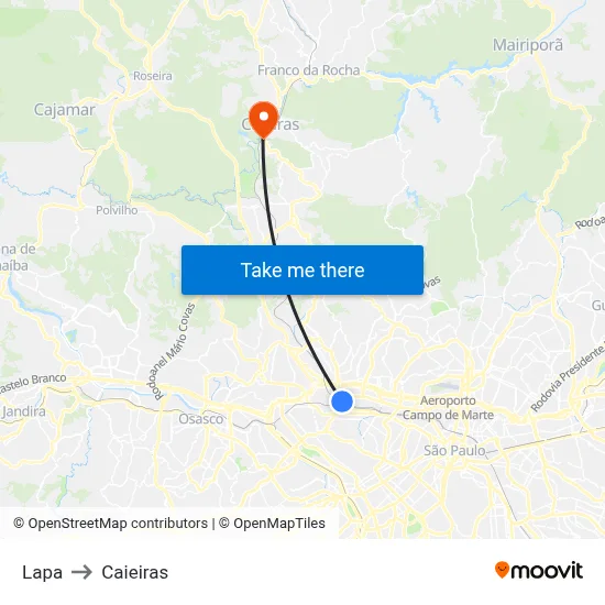 Lapa to Caieiras map