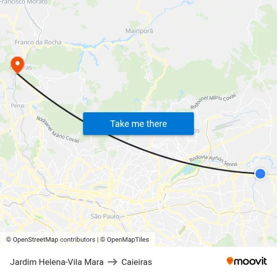 Jardim Helena-Vila Mara to Caieiras map