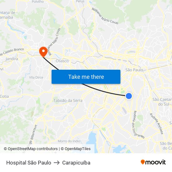 Hospital São Paulo to Carapicuíba map