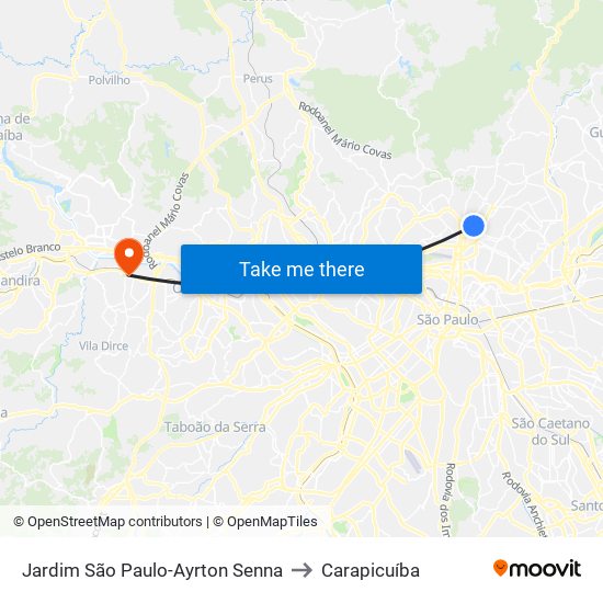 Jardim São Paulo-Ayrton Senna to Carapicuíba map
