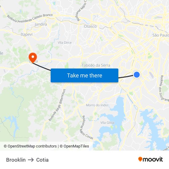 Brooklin to Cotia map