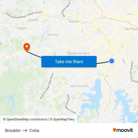Brooklin to Cotia map