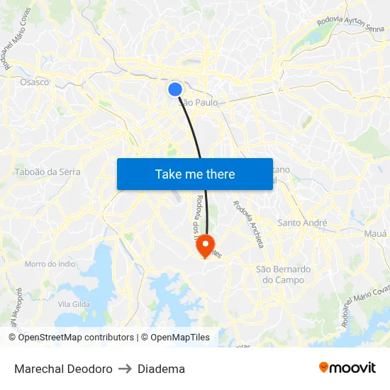 Marechal Deodoro to Diadema map