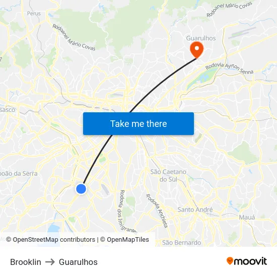 Brooklin to Guarulhos map