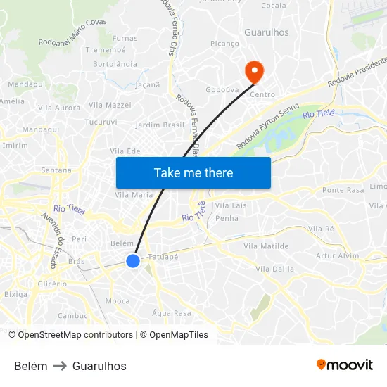 Belém to Guarulhos map