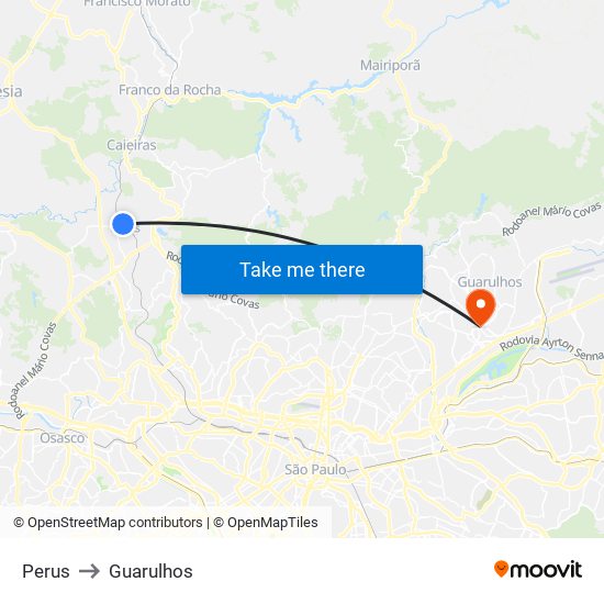 Perus to Guarulhos map