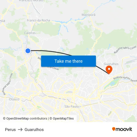 Perus to Guarulhos map