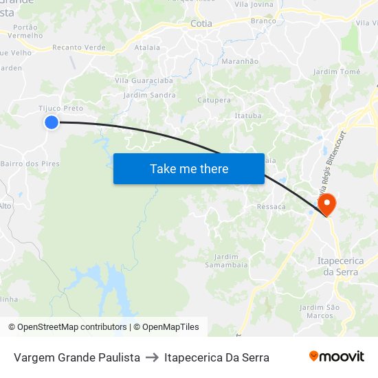 Vargem Grande Paulista to Itapecerica Da Serra map