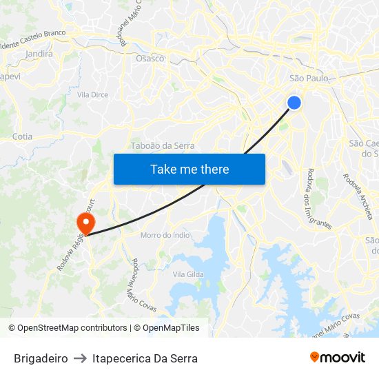 Brigadeiro to Itapecerica Da Serra map