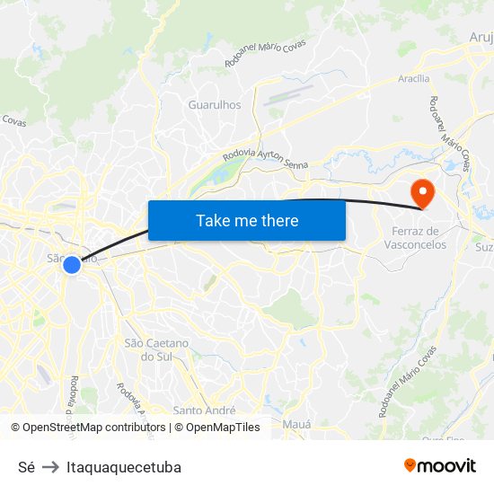 Sé to Itaquaquecetuba map