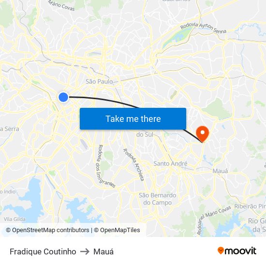 Fradique Coutinho to Mauá map