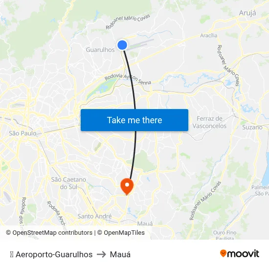 ✈️ Aeroporto-Guarulhos to Mauá map