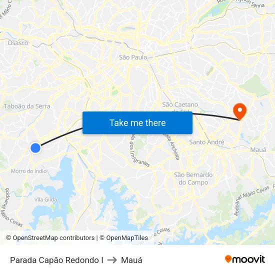 Parada Capão Redondo I to Mauá map