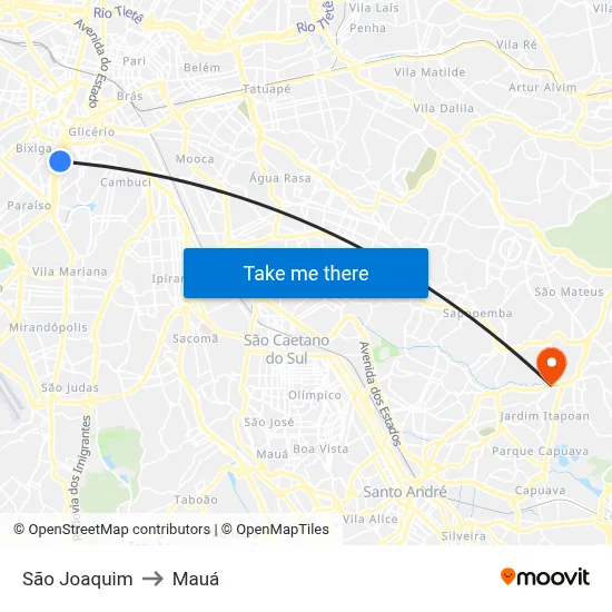 São Joaquim to Mauá map