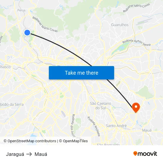Jaraguá to Mauá map