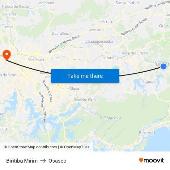 Biritiba Mirim to Osasco map