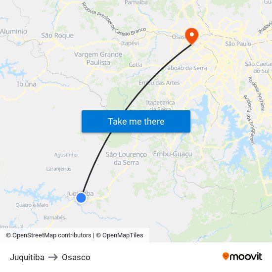 Juquitiba to Osasco map