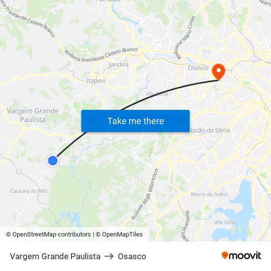 Vargem Grande Paulista to Osasco map